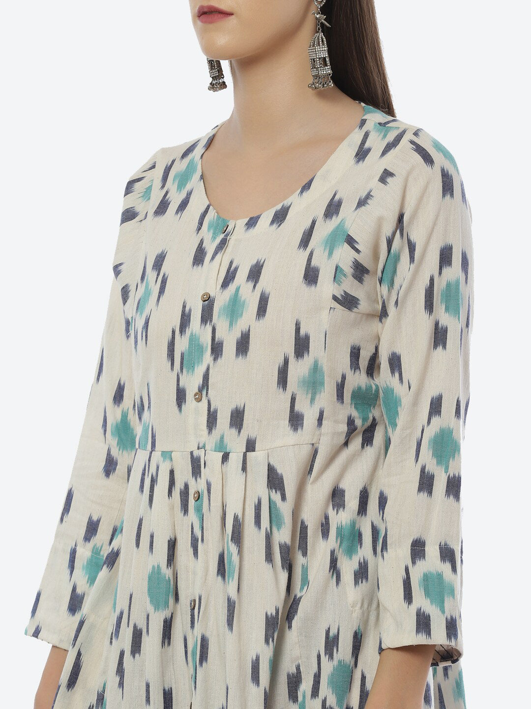 Biba Women Off White Floral Printed Kurta - Distacart