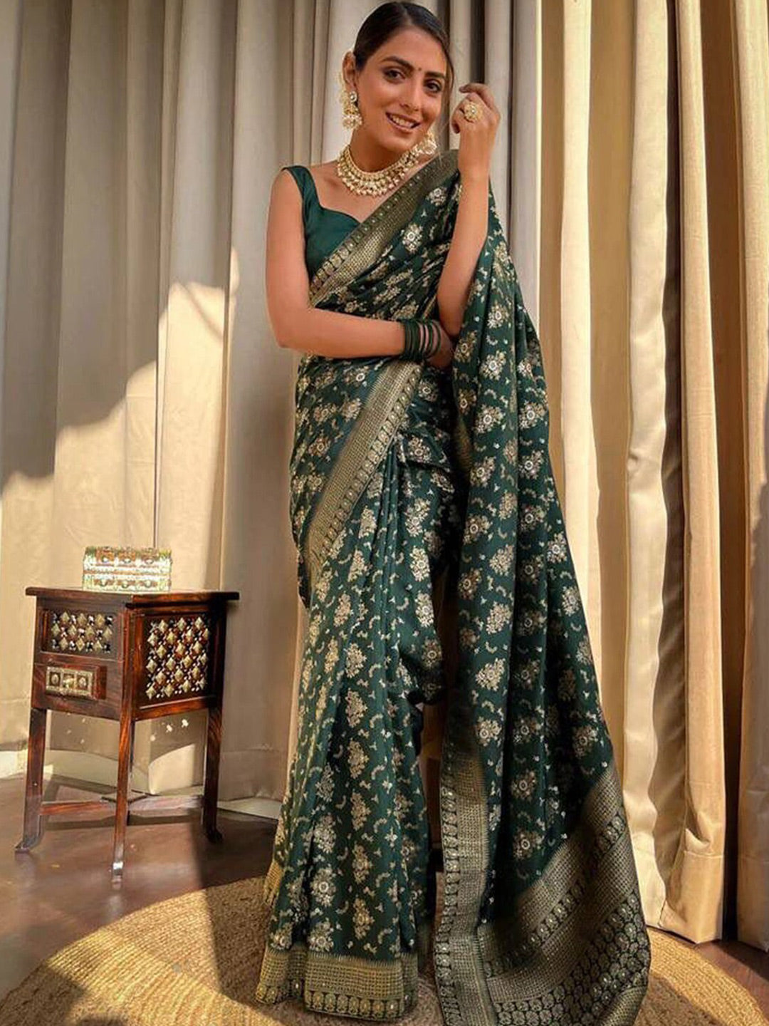 Kalini Floral Woven Design Zari Saree - Distacart