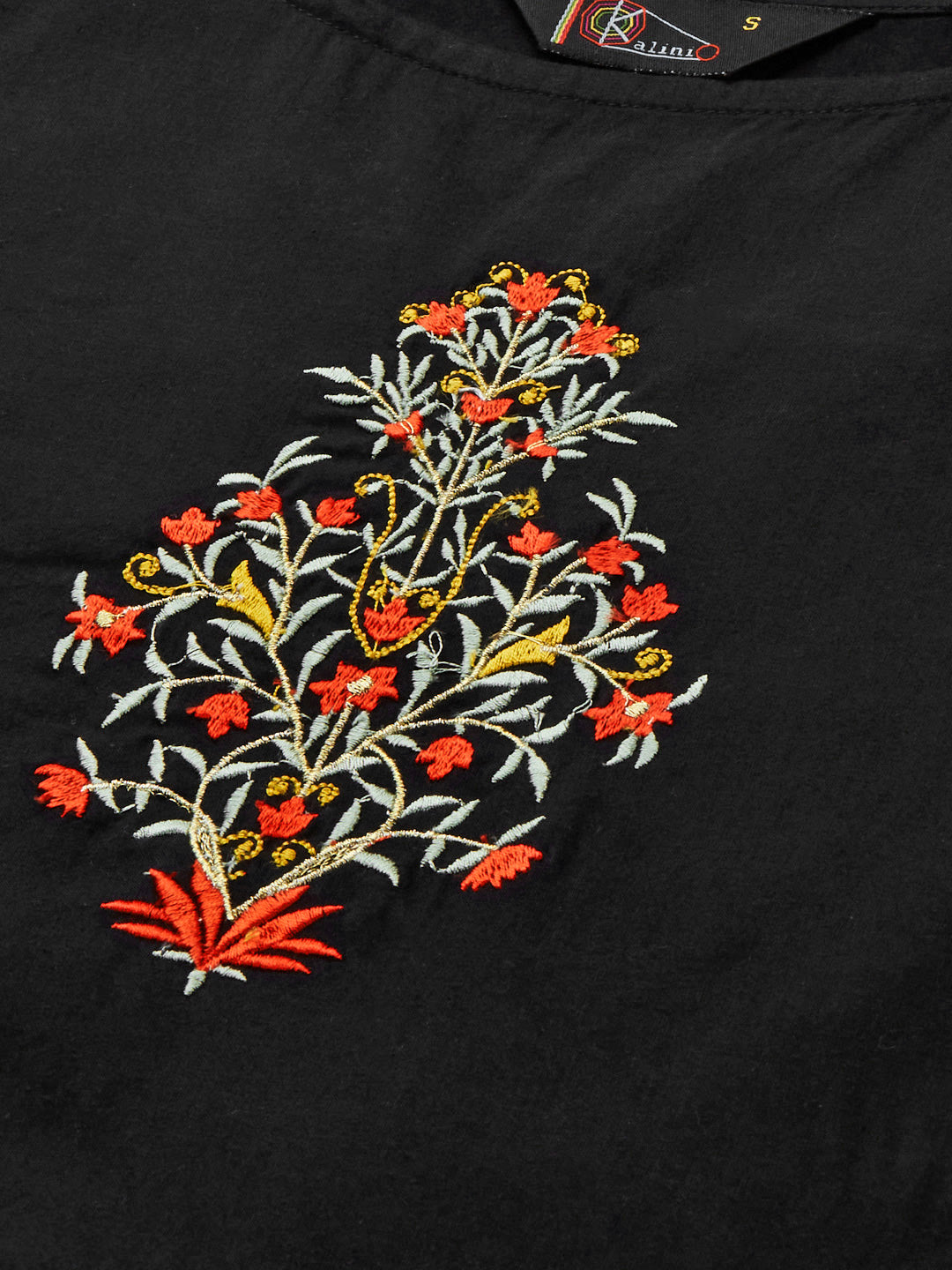 Kalini Women Black & Red Ethnic Motifs Printed Pure Cotton Kurta - Distacart