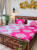 Thumbnail for URBAN SPACE Divine White Ethnic Motifs 144 TC Cotton Queen Bedsheet & 2 Pillow Covers - Distacart