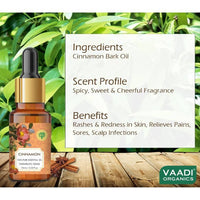 Thumbnail for Vaadi Herbals Cinnamon 100% Pure Essential Oil Therapeutic Grade - Distacart