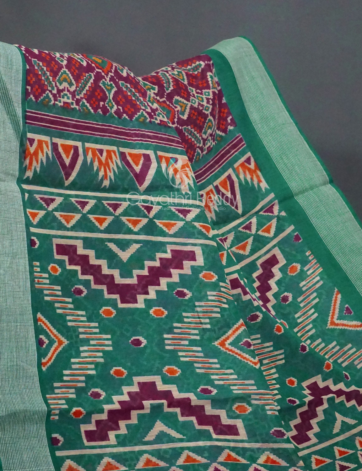 Buy Combination Of Jamuni Colour With Patola Print Semi Chanderi Saree ...