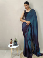 Thumbnail for Mitera Blue Ombre Dyed Ready To Wear Saree - Distacart
