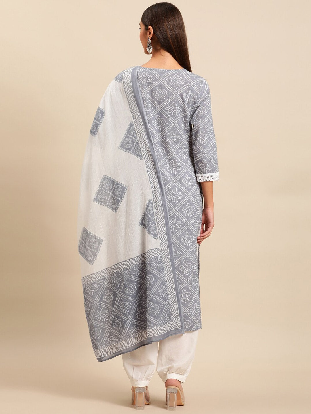 Sangria Women Bandhani Printed Thread Work Pure Cotton Kurta With Salwar & Dupatta - Distacart
