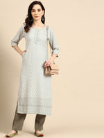 Thumbnail for Sangria Embroidered Sequin Straight Kurta - Distacart