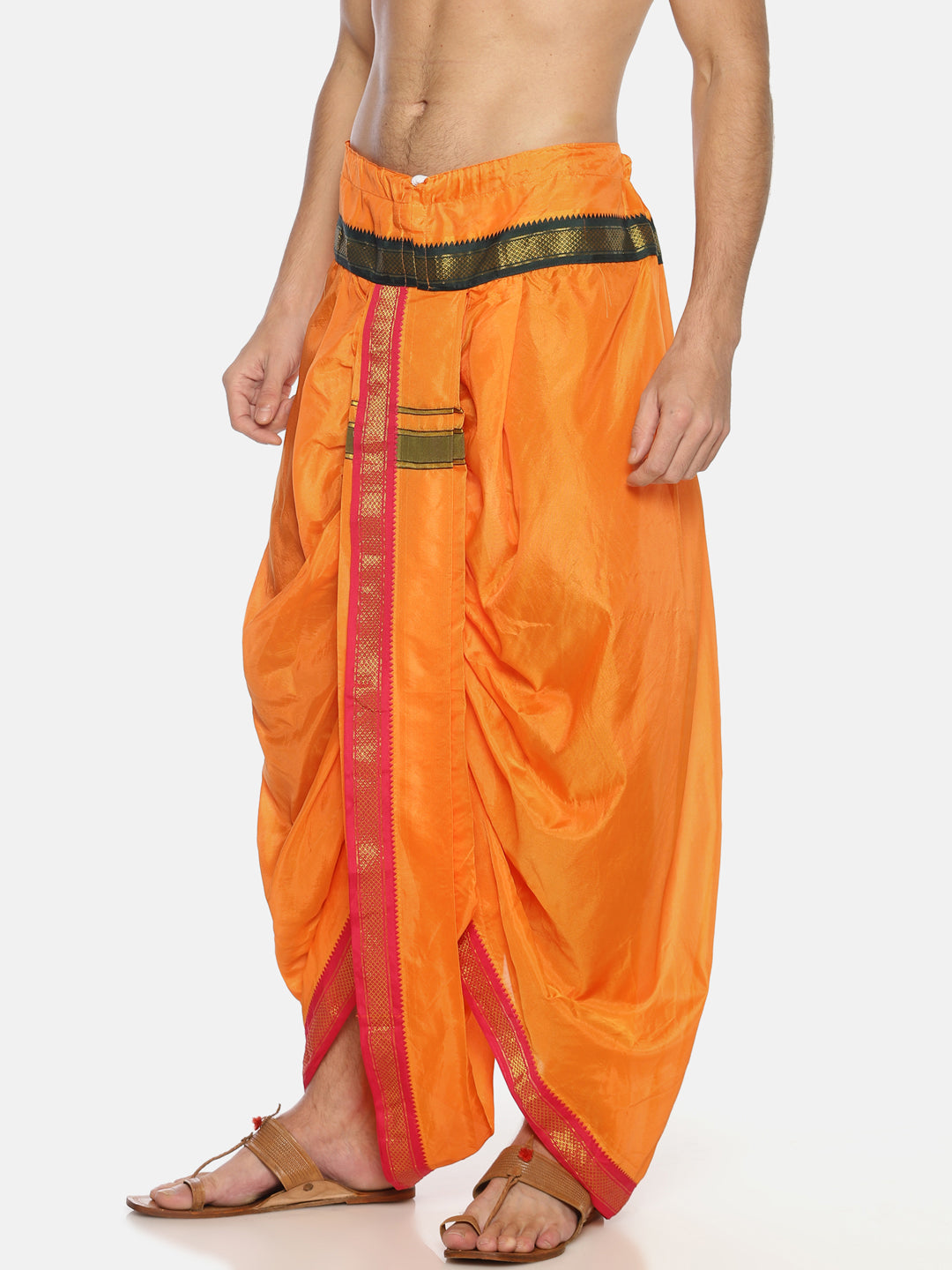 Sethukrishna Men Orange Solid Readymade Dhoti Pant - Distacart