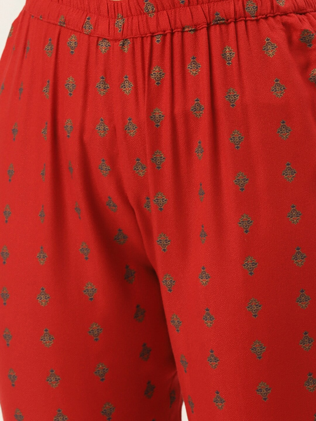 HERE&NOW Women Red Ethnic Motifs Printed Kurta with Trousers - Distacart