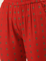 Thumbnail for HERE&NOW Women Red Ethnic Motifs Printed Kurta with Trousers - Distacart
