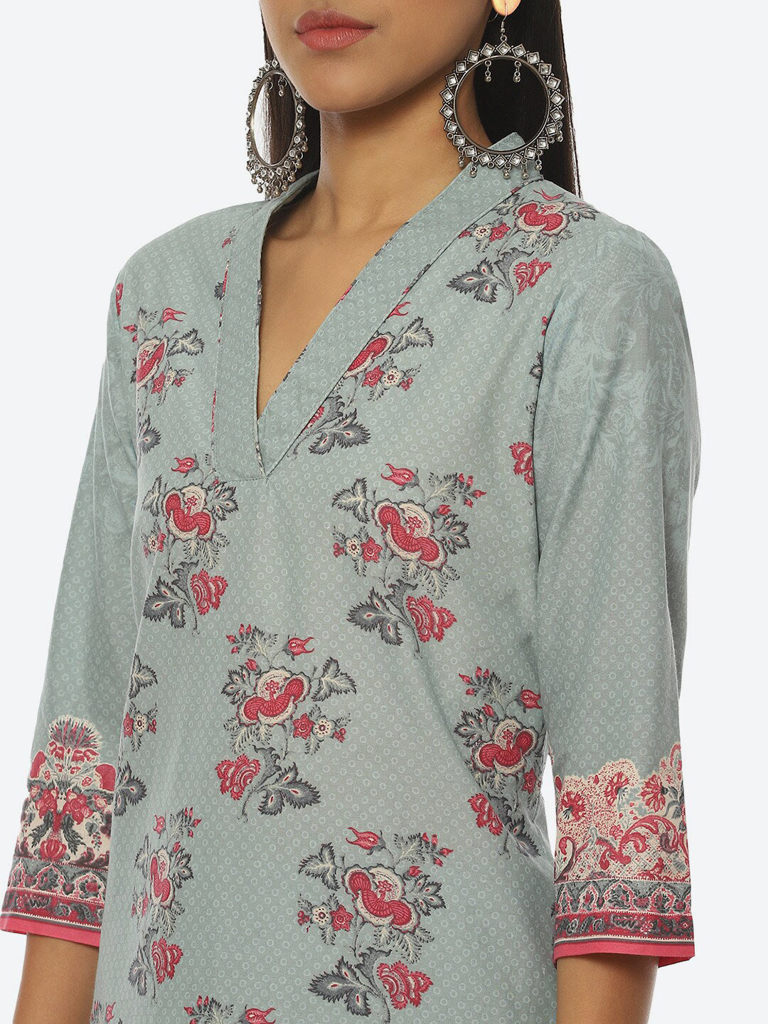 Biba Women Floral Printed V-Neck Kurta with Palazzos & Dupatta - Distacart