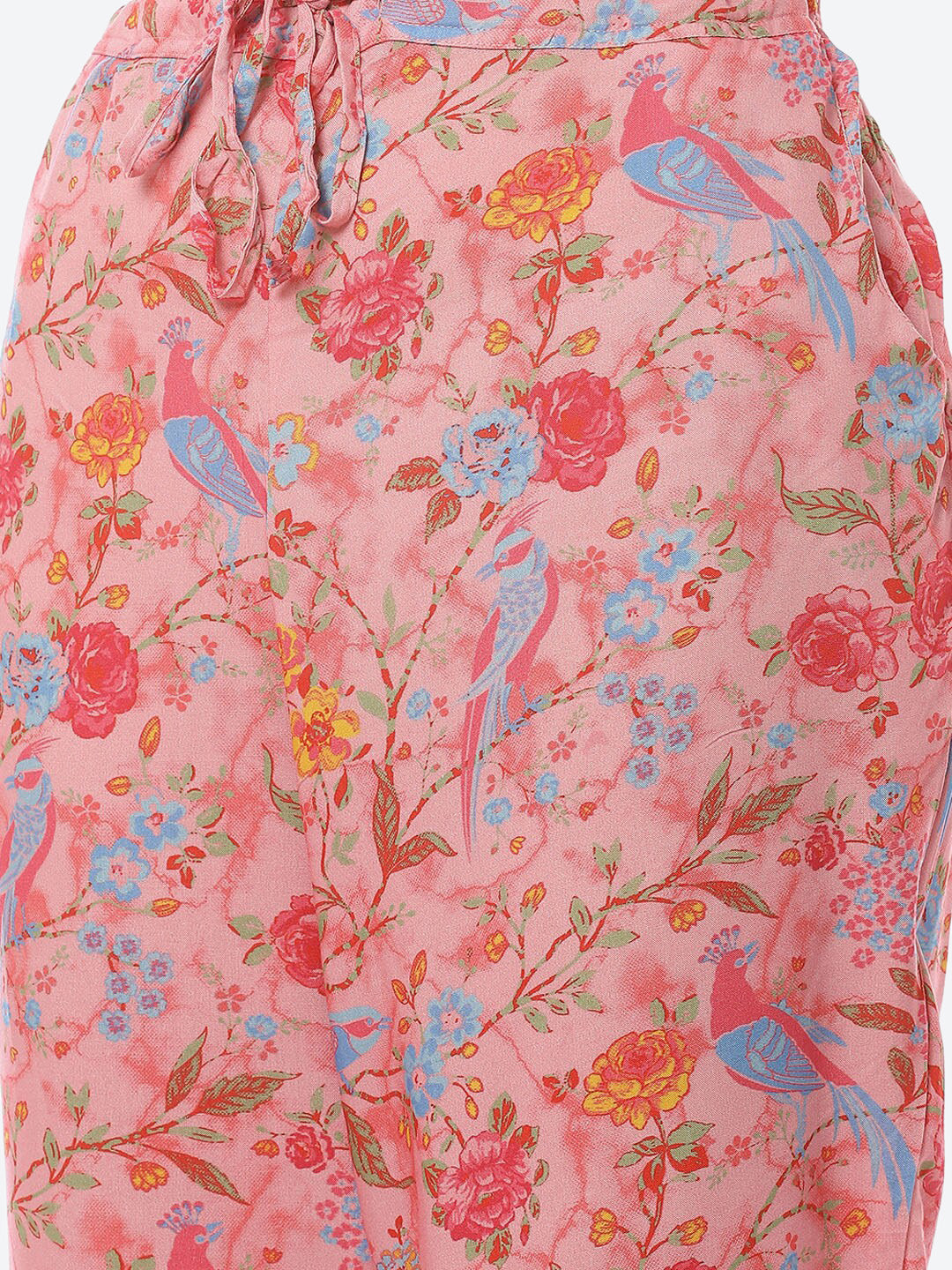 Biba Women Pink Floral Printed Regular Kurta with Trousers - Distacart
