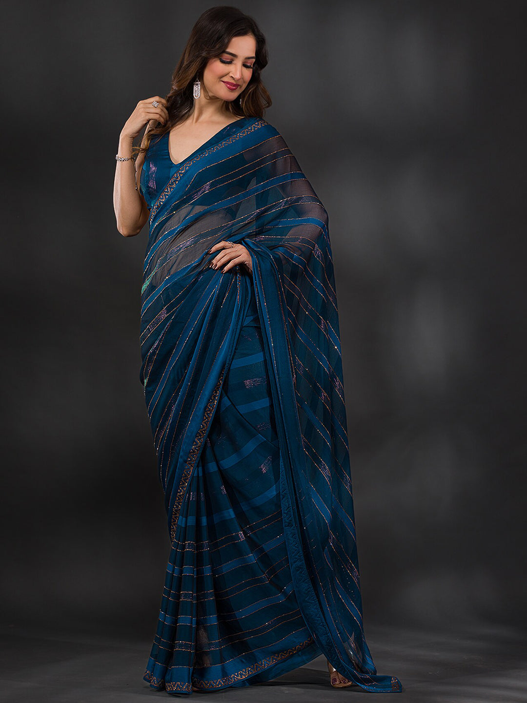 Koskii Embellished Beads and Stones Tissue Saree - Distacart