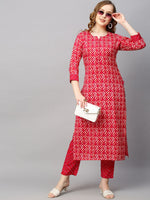 Thumbnail for Kalini Women Bandhani Printed Notched Neck Kurta with Trousers - Distacart