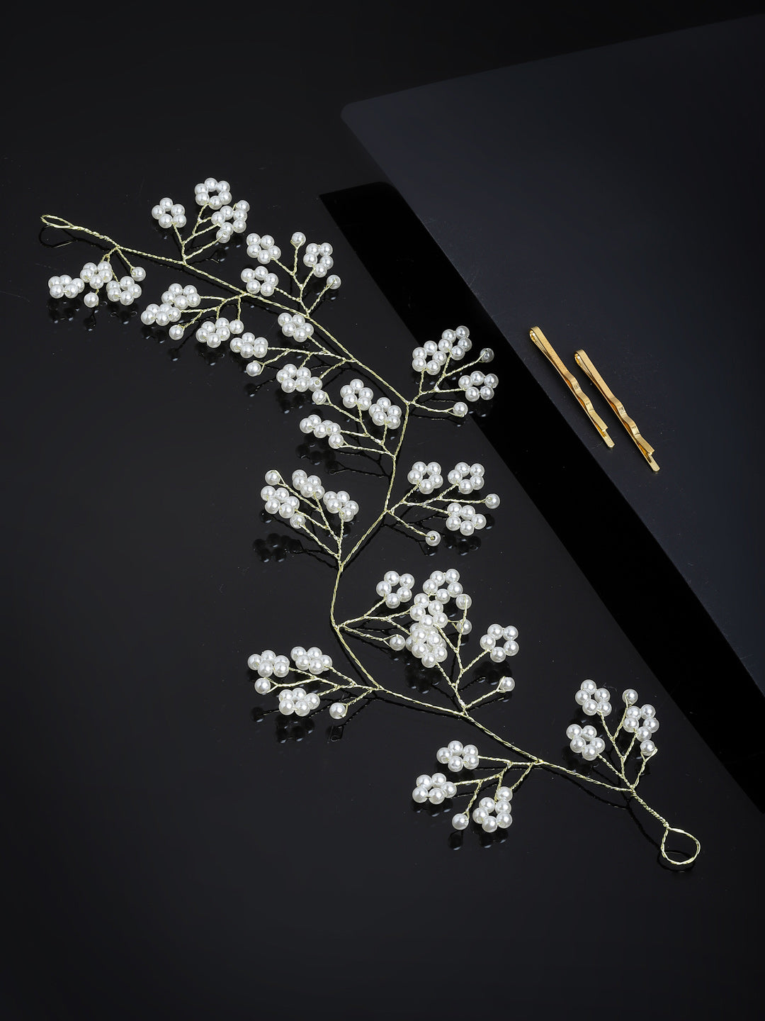 Panash Women Gold-Toned & White Beaded Tiara - Distacart