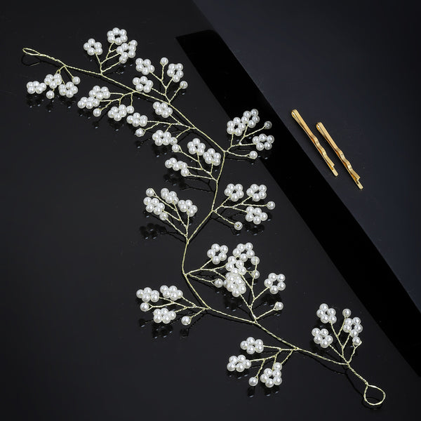 Panash Women Gold-Toned & White Beaded Tiara - Distacart