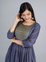 Thumbnail for Kalini Women Grey Embroidered Anarkali Kurta - Distacart