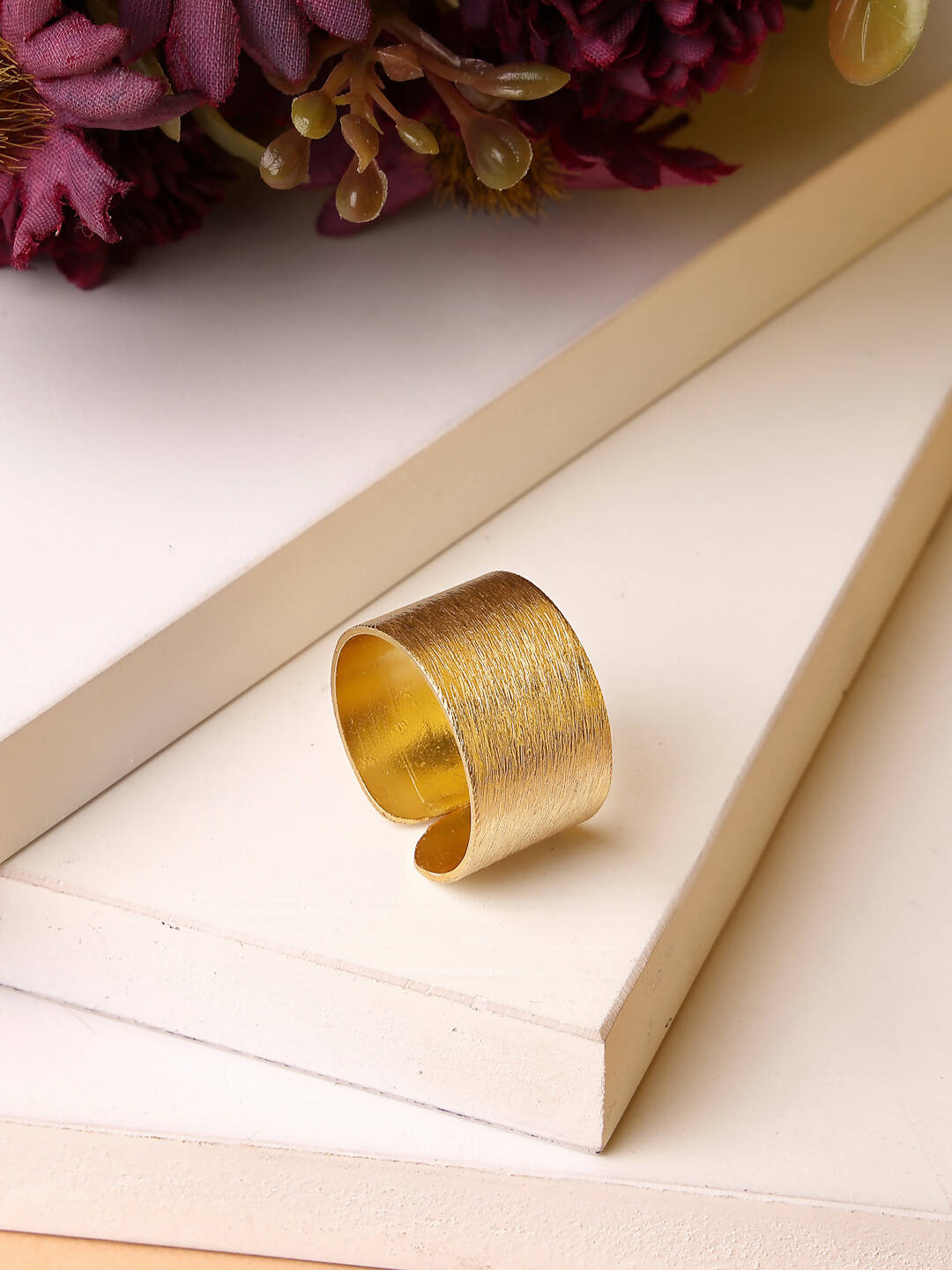 NVR Women Gold-Plated Solid Adjustable Finger Ring - Distacart