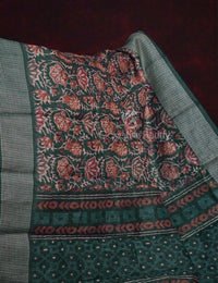 Thumbnail for Light Green Lotus Print Semi Chanderi Saree By Gayathri Reddy Designer Studio - Distacart