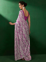 Thumbnail for Sangria Geometric Printed Embellished Satin Saree - Distacart