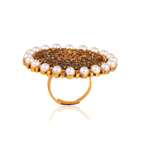 Thumbnail for Tehzeeb Creations Beautiful Ring With White Pearl And Golden Plating