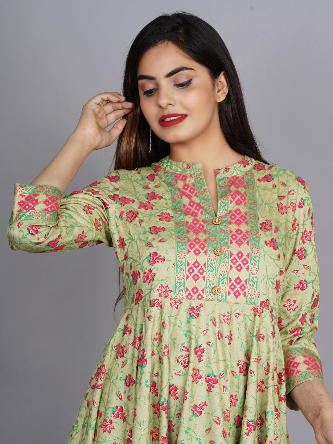 Kalini Women Floral Printed Anarkali Kurta - Distacart