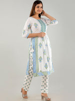 Thumbnail for Kalini Floral Printed Pleated Gotta Patti Kurta with Trousers - Distacart