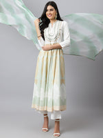 Thumbnail for Khushal K Ethnic Motifs Printed Mirror Work Anarkali Kurta with Trousers & Dupatta - Distacart