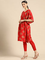 Thumbnail for Sangria Women Red Ethnic Motifs Printed Kurta with Trousers - Distacart