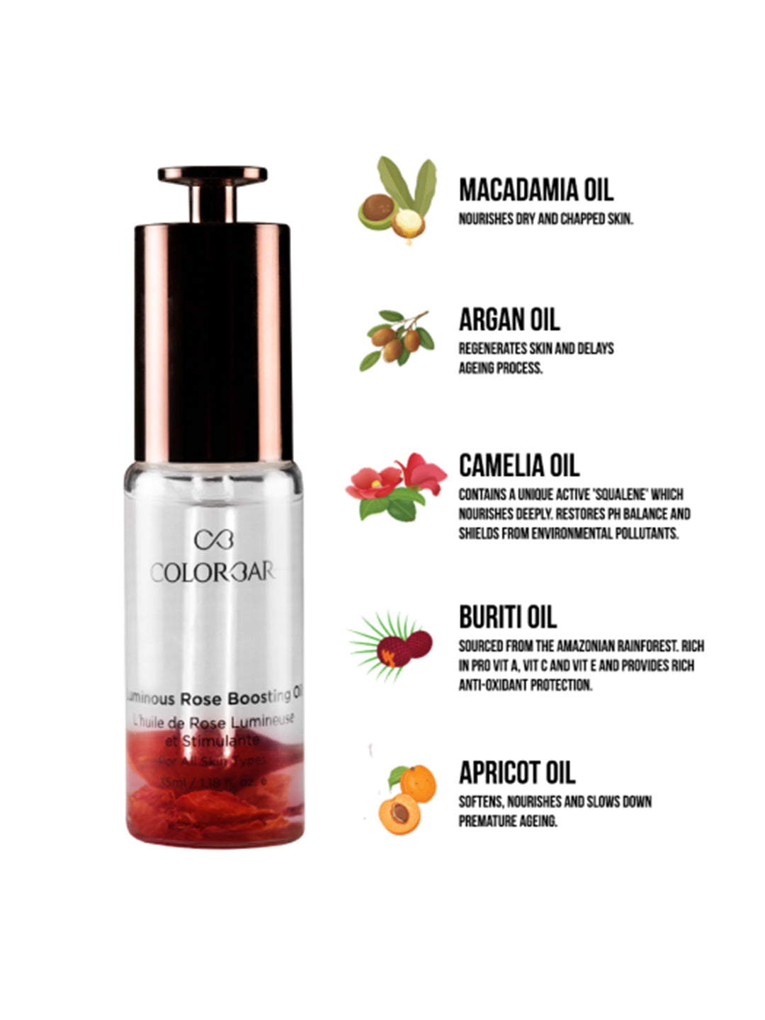 Colorbar Face Oils Colorbar Luminous Rose Boosting Oil - Distacart