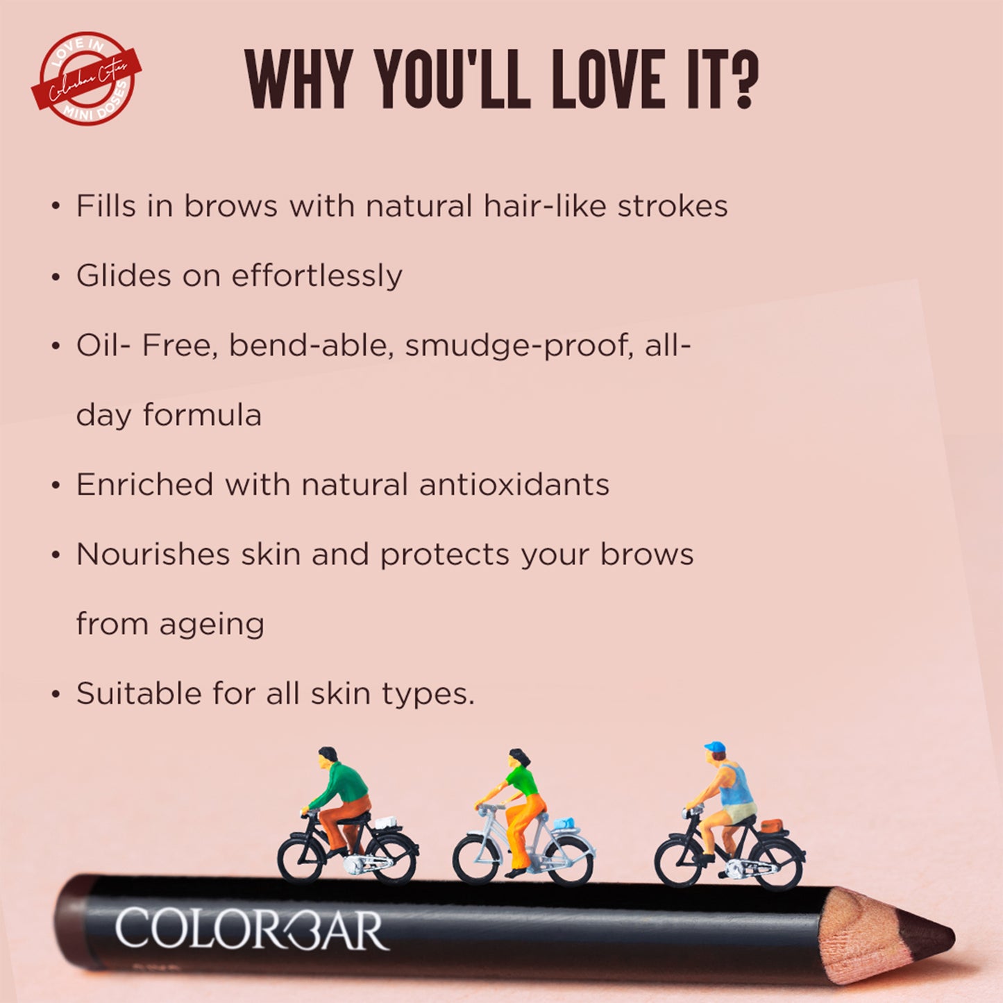 Colorbar Stunning Brow Pencil Mini Chestnut - {001} - Distacart
