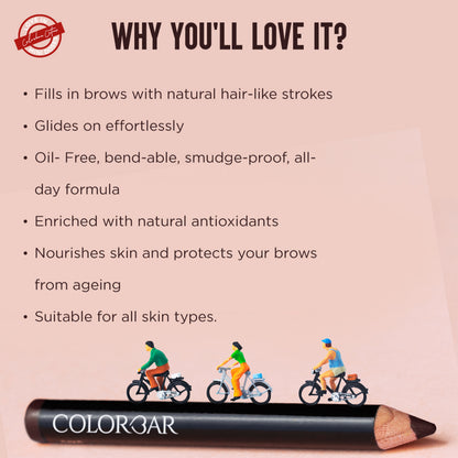 Colorbar Stunning Brow Pencil Mini Chestnut - {001} - Distacart