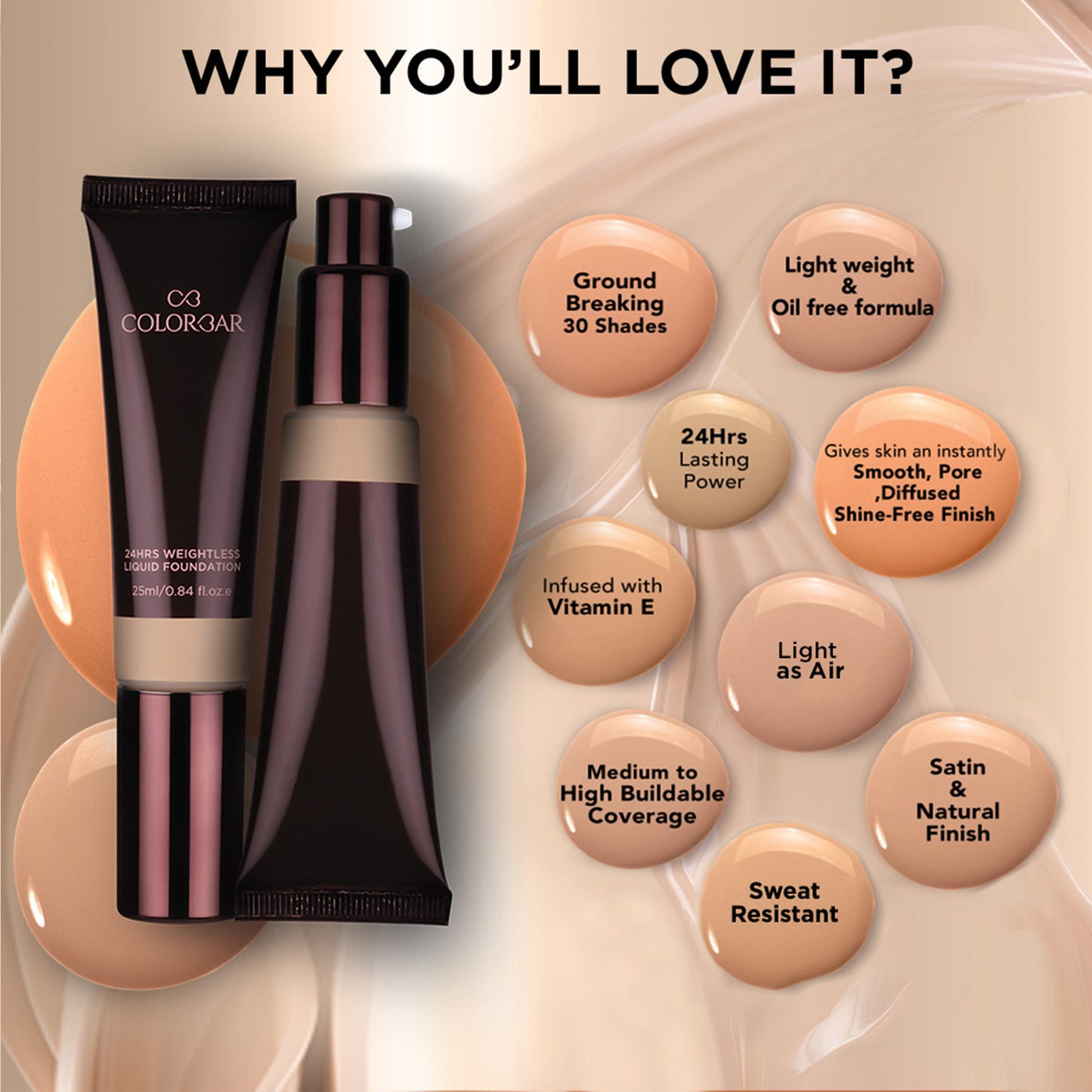 Colorbar 24Hrs Weightless Liquid Foundation Fc 8.4 - Distacart