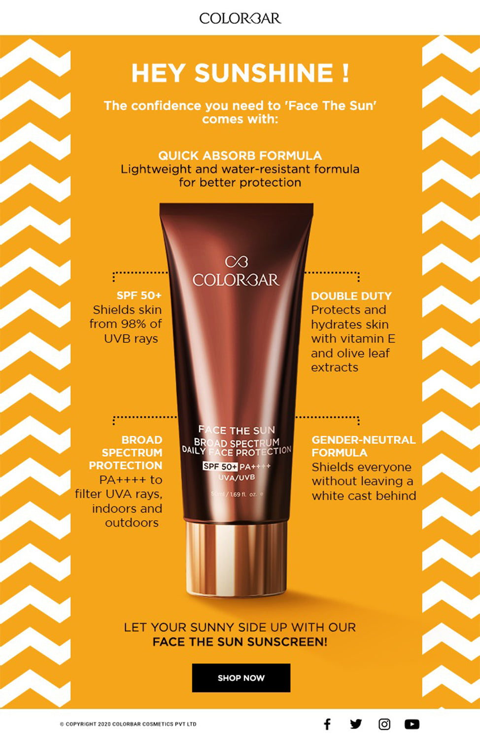 Colorbar Sunscreen Face The Sun Broad Spectrum Daily Face Protector - Distacart