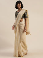 Thumbnail for Kalini Beige Silk Cotton Saree - Distacart