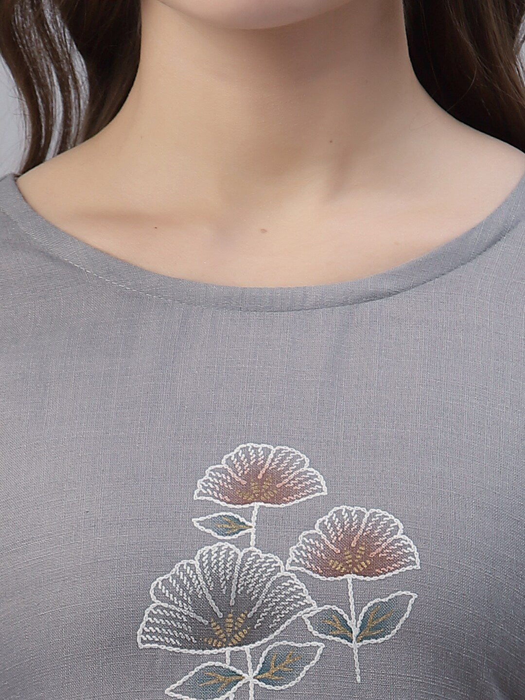 Kalini Women Grey Ethnic Motifs Printed Straight Kurta - Distacart