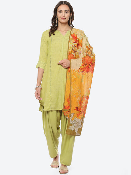 Biba Woven Design Thread Work Kurta with Salwar & Dupatta - Distacart