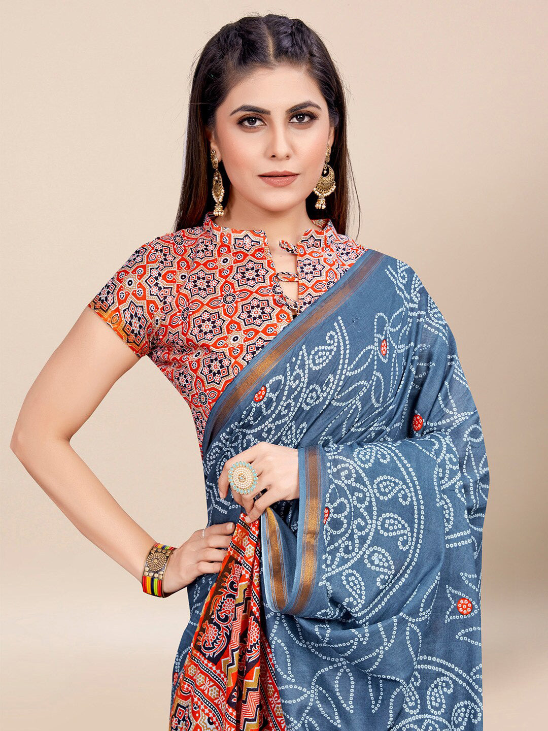 Kalini Bandhani Printed Pure Cotton Bandhani Saree - Distacart