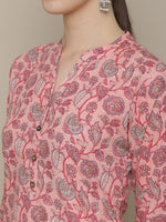 Thumbnail for Sangria Women Pink Ethnic Motifs Printed Floral Kurta - Distacart