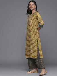 Thumbnail for Biba Women Yellow Floral Printed Regular Kurta with Palazzos & With Dupatta - Distacart