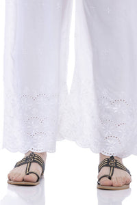 Thumbnail for Mominos Fashion Rayon Cotton White Embroidery Chikan Palazzo - Distacart
