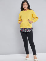 Thumbnail for Lyush Yellow Fleece Half Shirt Sweatshirt For Girls - Distacart