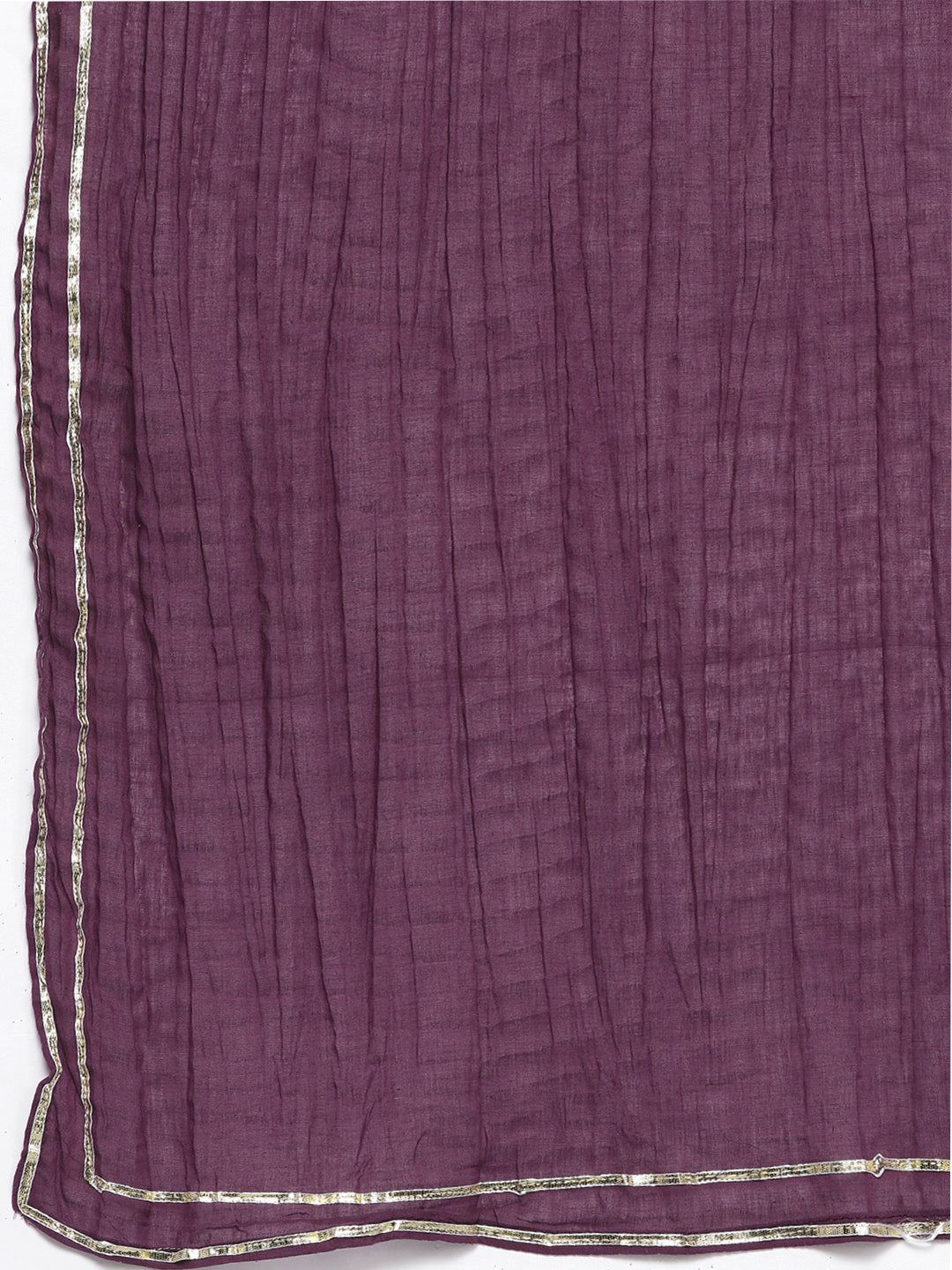 Biba Women Purple & Golden Printed Pure Cotton Kurta with Palazzos & Dupatta - Distacart