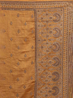Thumbnail for Koskii Women Mustard & Gold-Toned Embroidered Art Silk Heavy Work Saree - Distacart