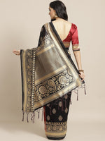 Thumbnail for Saree Mall Black & Red Half & Half Printed Saree - Distacart
