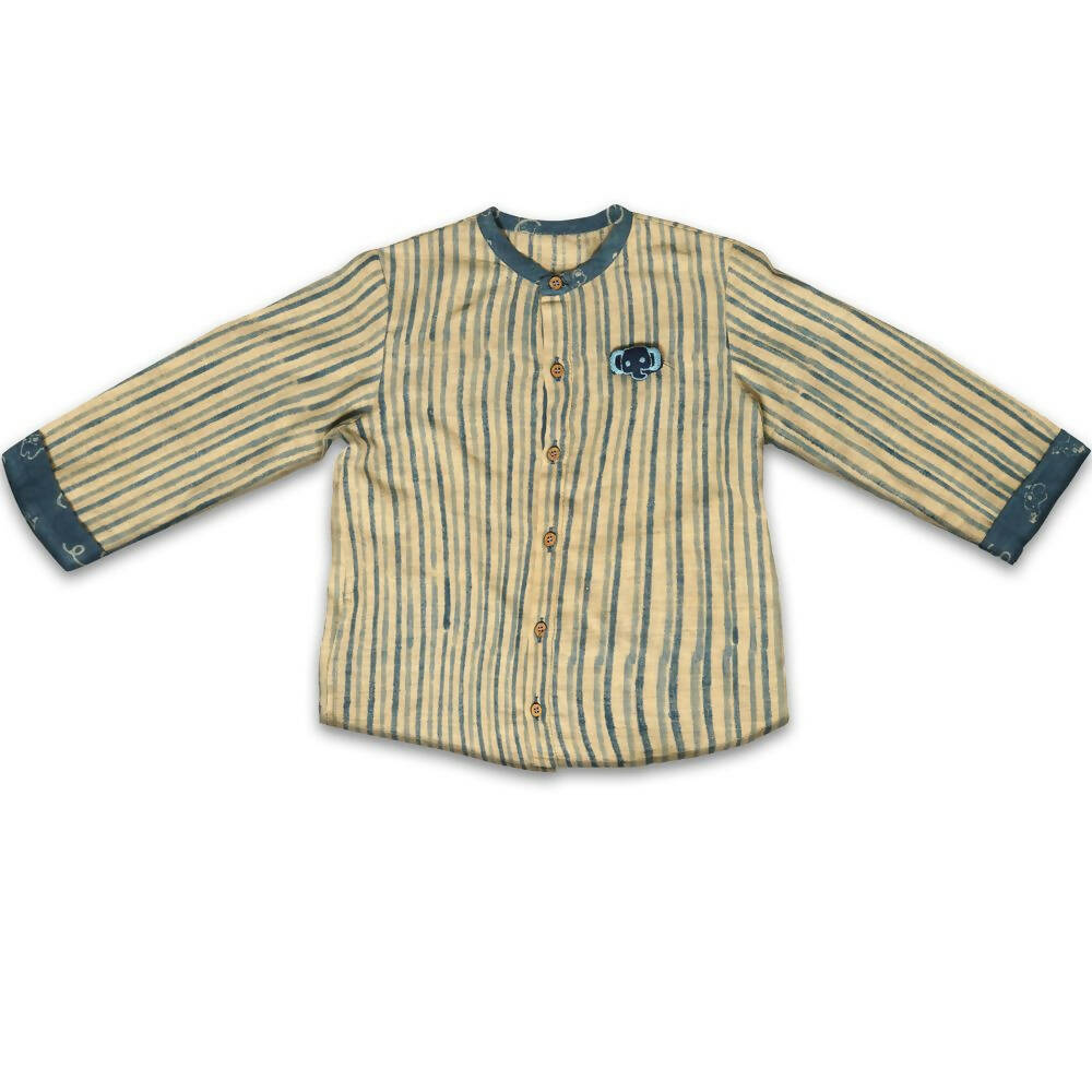 Mhyssa Manny Full Sleeve Beige T-shirt With Blue Pants Set For Kids - Distacart