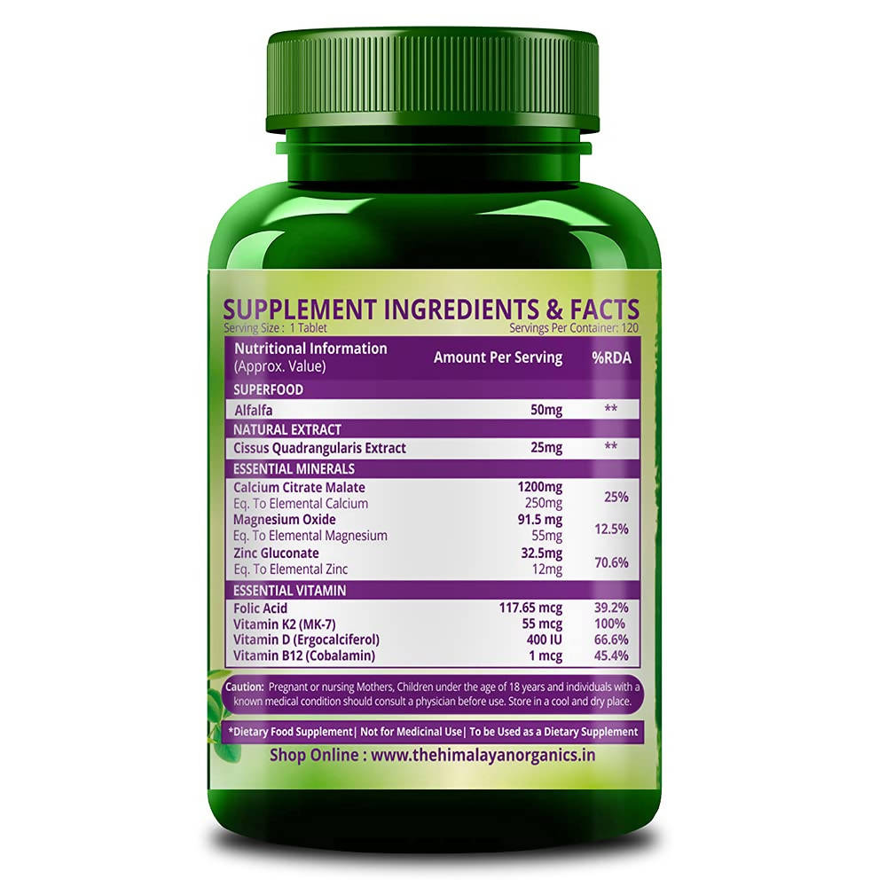 Himalayan Organics Alfalfa + Calcium Citrate Malate 1200mg 120 Tablets