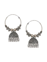 Thumbnail for NVR Women Silver-Plated Contemporary Jhumkas Earrings - Distacart