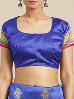 Thumbnail for Saree Mall Pink & Blue Paisley Print Half & Half Saree - Distacart