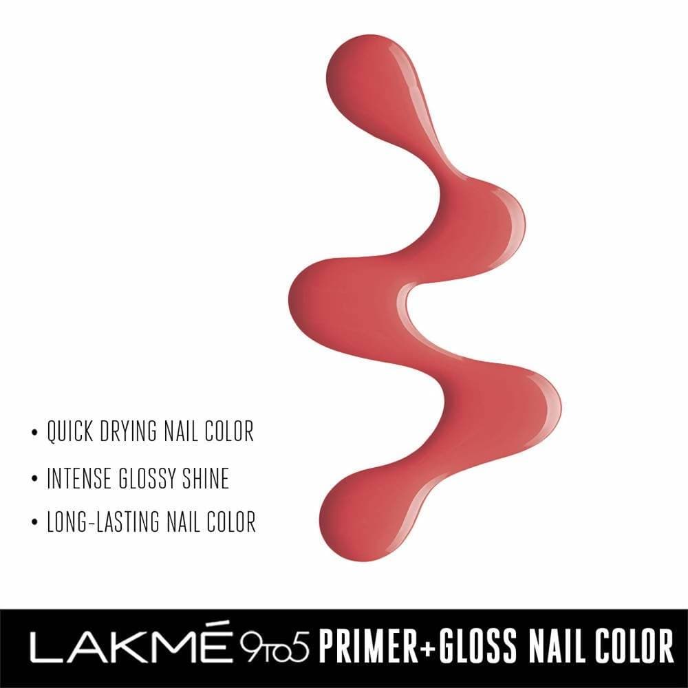 Lakme 9 To 5 Primer + Gloss Nail Colour - Orange Coat - Distacart