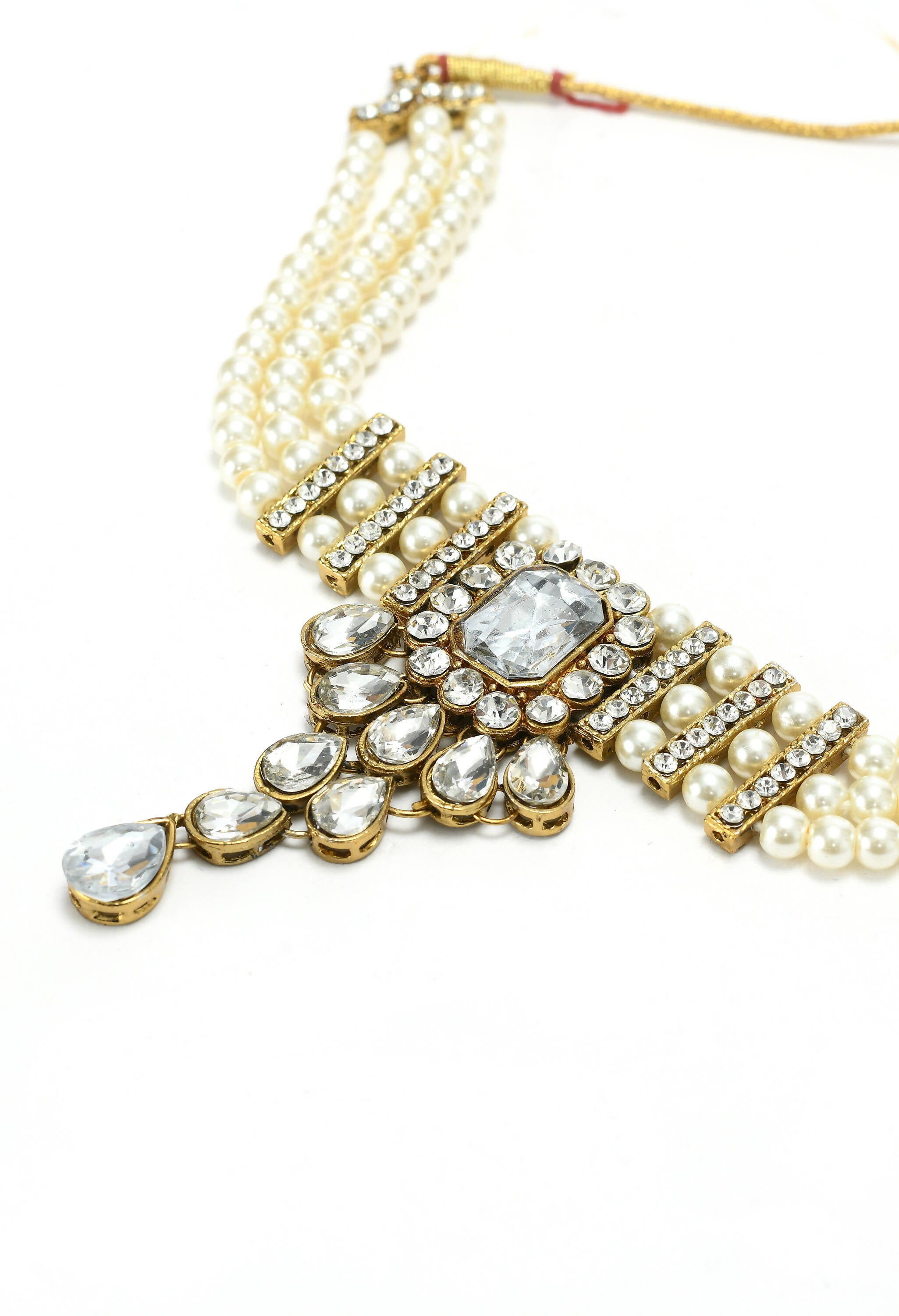 Mominos Fashion Johar Kamal Gold-Plated Brass Finish Kundan/Stone Choker For Women (White) - Distacart