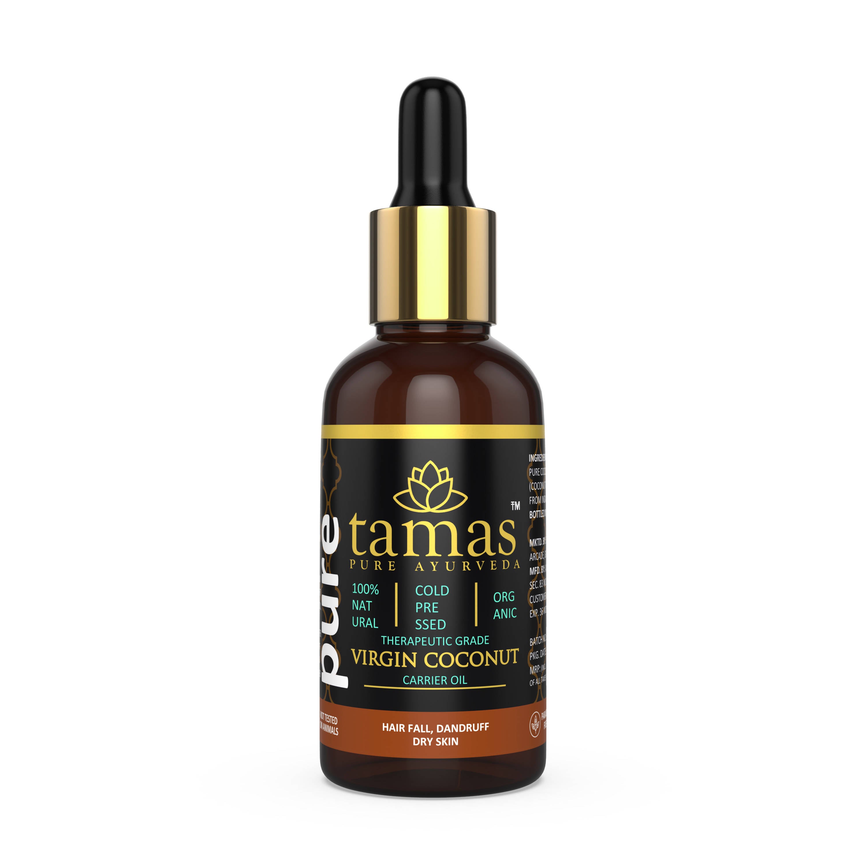 Tamas Pure Ayurveda 100% Organic Coconut (Virgin) Cold-Pressed Carrier Oil-USDA Certified Organic - Distacart